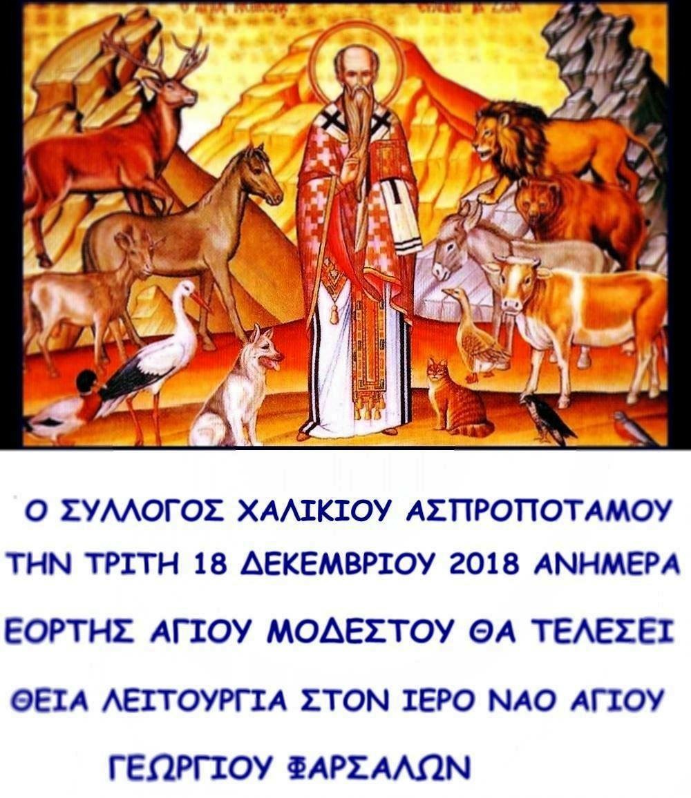 Εκκλησιασμός για τον Πολιτιστικό Σύλλογο Χαλικίου του Αγίου Μοδέστου στα Φάρσαλα